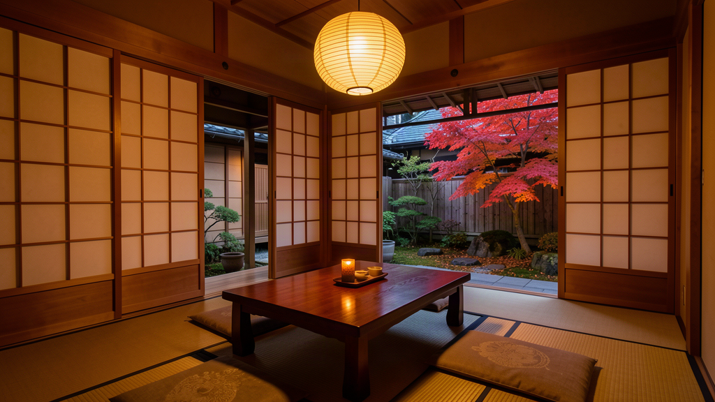 京都町家旅館的榻榻米客房與日式庭院
