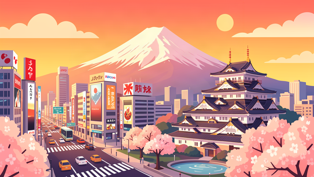 東京大阪京都風景與富士山插圖